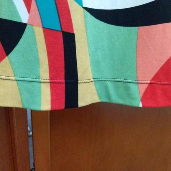 [M] Abstract Multicolor Swirl Stretch Bodycon Halter Maxi Dress - Picture 14 of 16